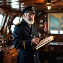 A Uniformed Man Holding a Logbook