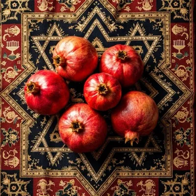 Pomegranates on a Woven Rug