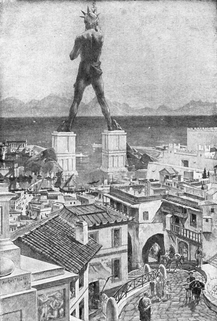 Depiction of the Colossus of Rhodes Looking Toward the Aegean Sea
